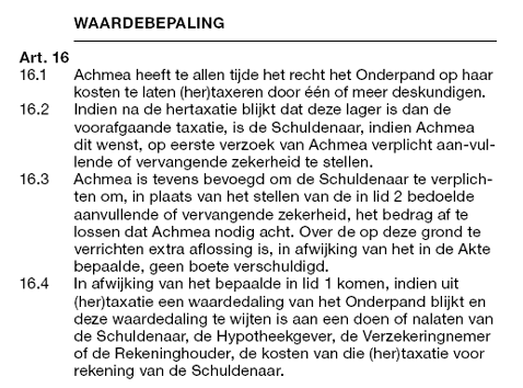 Voorwaarden hertaxatie Achmea